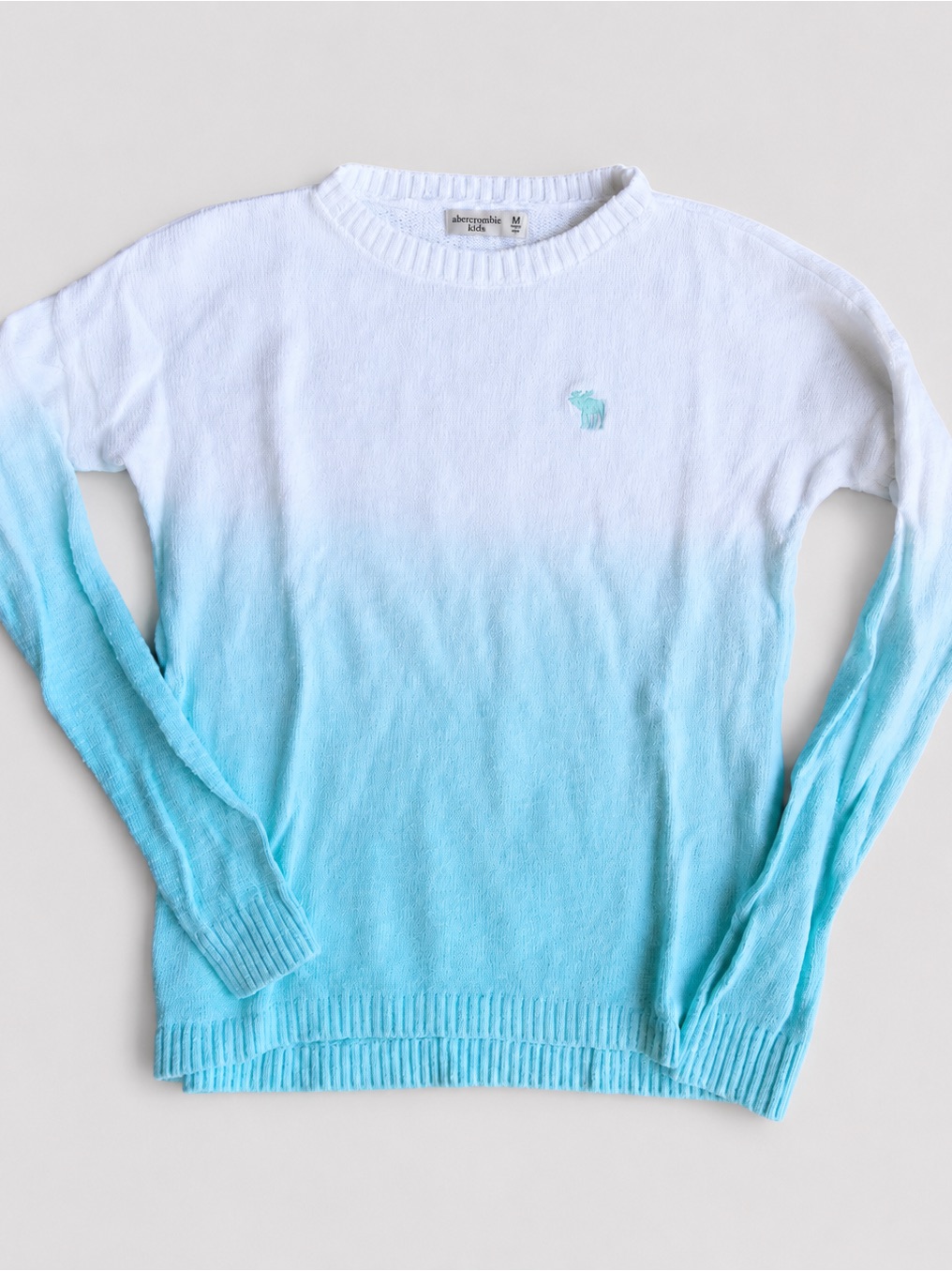 Girls Size 13/14 Abercrombie & Fitch Women's White To Aqua Ombre Sweater